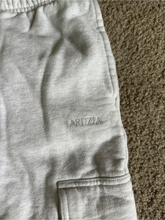 Aritzia Pants - Aritzia Light Gray Embroidered Logo Sweatpants